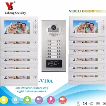 Yobang de Securitate 12 Unități Apartament de Culoare Video interfon Interfon Sistem de 7 inch LCD + Acces RFID în aer liber Nihgt Viziune Cam
