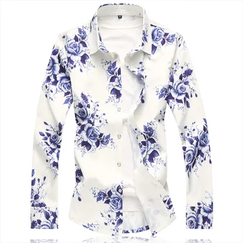 2022 Nou Alb tipărite tricou bărbați de mari dimensiuni 7XL business casual tricouri Mic de elasticitate Sus Camisa/Combinezon