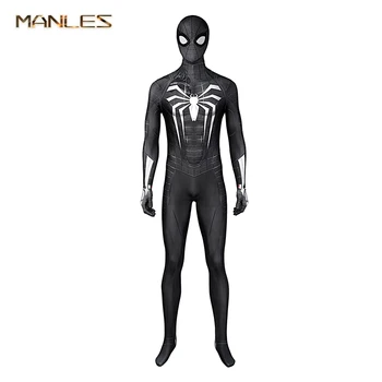 Spider-Man Costum Simbiot Costum Negru în Marvel Spider Man Miles Morales PS5 Costum Cosplay super-Erou Pentru Bărbați