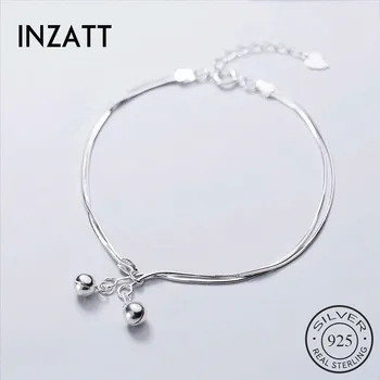 INZATT Real 925 Sterling Silver Bells Dublu Lanț Brățară Pentru Femei de Moda de Petrecere Bijuterii Fine Minimalist Accesorii Cadou