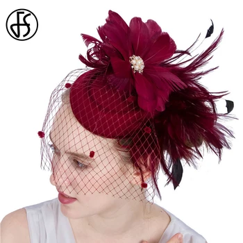 FS Fascinator Pălării Stewardesă Pălărie de Moda Elegant de Vin Roșu Fedoras Biserica Nunta Capac Doamnelor Cal de Curse Festival articole pentru acoperirea capului