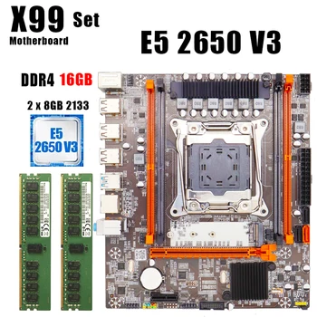 Placa de baza X99 Set LGA 2011 3 Pentru Intel E5 2650 V3 CPU 16GB ECC Server Memorie RAM M. 2 Nvme LGA 2011-V3 kit Placa de baza