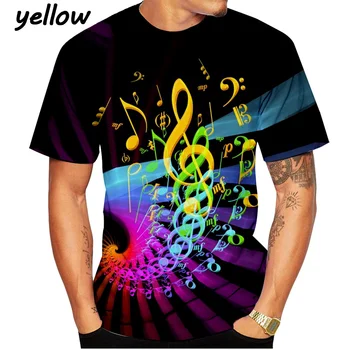Bărbați și Femei de Moda T-shirt Casual Distractiv Gât Rotund Art Design T-shirt Nou 3D de Imprimare Notă Muzicală de Vară