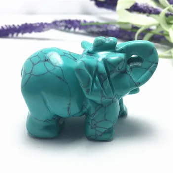 Drăguț Verde Turcoaz Cristal Elefant Sculptat Și Lustruit De Animale Rare Piatră Prețioasă Decor Acasă Ca Cadou