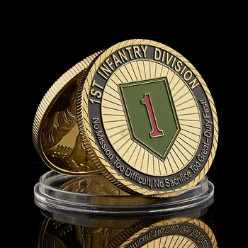1775 statele UNITE ale americii Provocare Militară Armată Divizia 1 Infanterie Mare Soldat Datorie de Onoare Placat cu Aur de Valoare Colecție de Monede