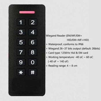 Iluminare rezistent la apa IP66 Wiegand 26~37 biți de Ieșire ID IC RFID Tastatura de Control Acces EM MF Cititor de Card de Proximitate de Deschidere a Ușii